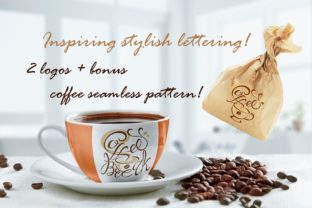 Download Inspiring Stylish Lettering on the Theme of Coffee. Logotypes. Bonus Seamless Pattern. - Logo Collection