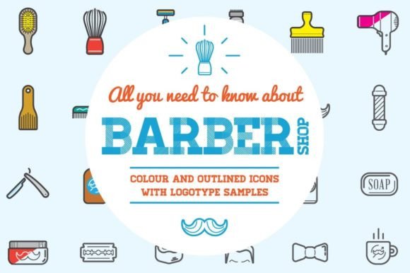 Download Awesome Barber Shop Icons with Logotypes - Logo Collection