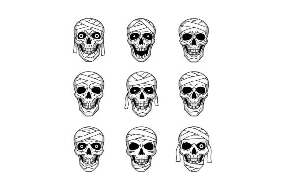 Download Nine Distinct Skulls with Bandages in a - Distinct Collection