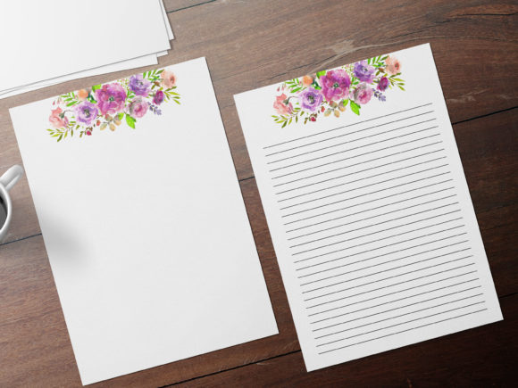 Download Purple Floral Stationary, Cute Notes Set - Stationary Collection